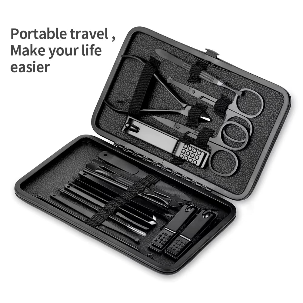 7-18Pcs Manicure Tool Set Stainless Steel Cuticle Nipper Cutter Kit Professional Nail Clippers Pedicure Nail Art Grooming Tools