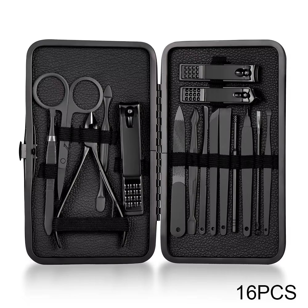 7-18Pcs Manicure Tool Set Stainless Steel Cuticle Nipper Cutter Kit Professional Nail Clippers Pedicure Nail Art Grooming Tools