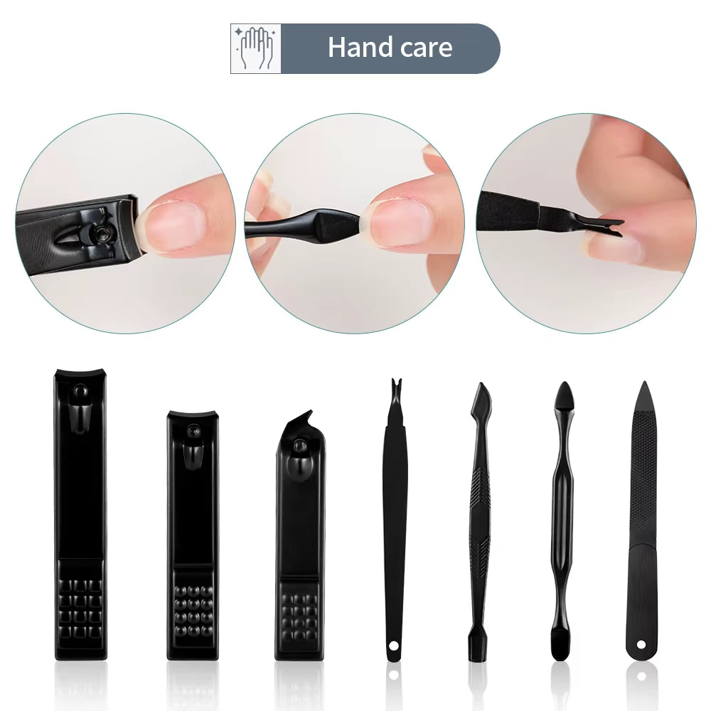 7-18Pcs Manicure Tool Set Stainless Steel Cuticle Nipper Cutter Kit Professional Nail Clippers Pedicure Nail Art Grooming Tools