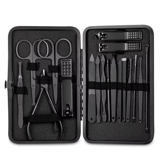 7-18Pcs Manicure Tool Set Stainless Steel Cuticle Nipper Cutter Kit Professional Nail Clippers Pedicure Nail Art Grooming Tools