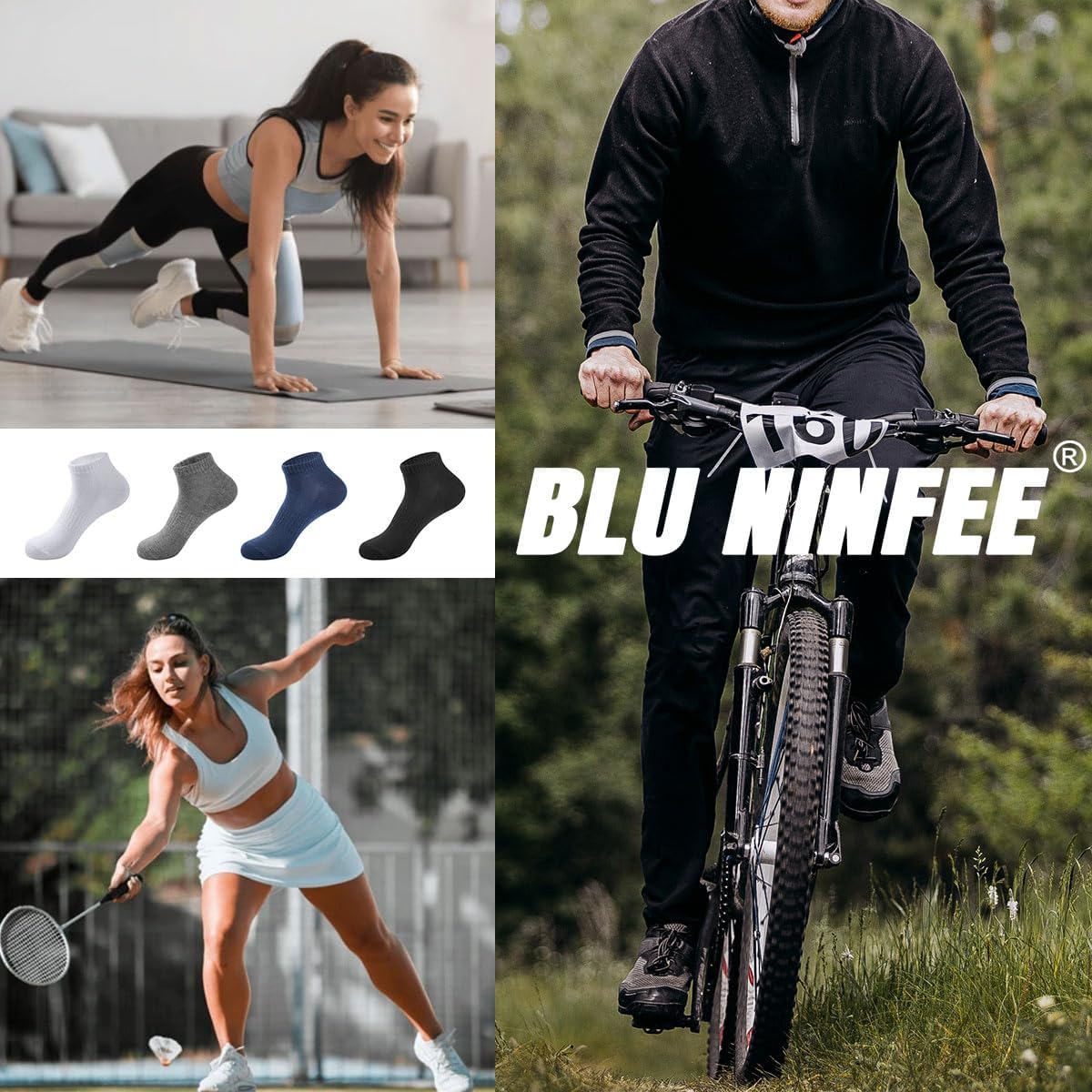 Blu Ninfee Sneaker Socken Herren Damen, 10 Paar Atmungsaktive Sportsocken Sneakersocken Damen Herrensocken Kurze Socken Für Männer, Baumwollsocken Laufsocken Unisex