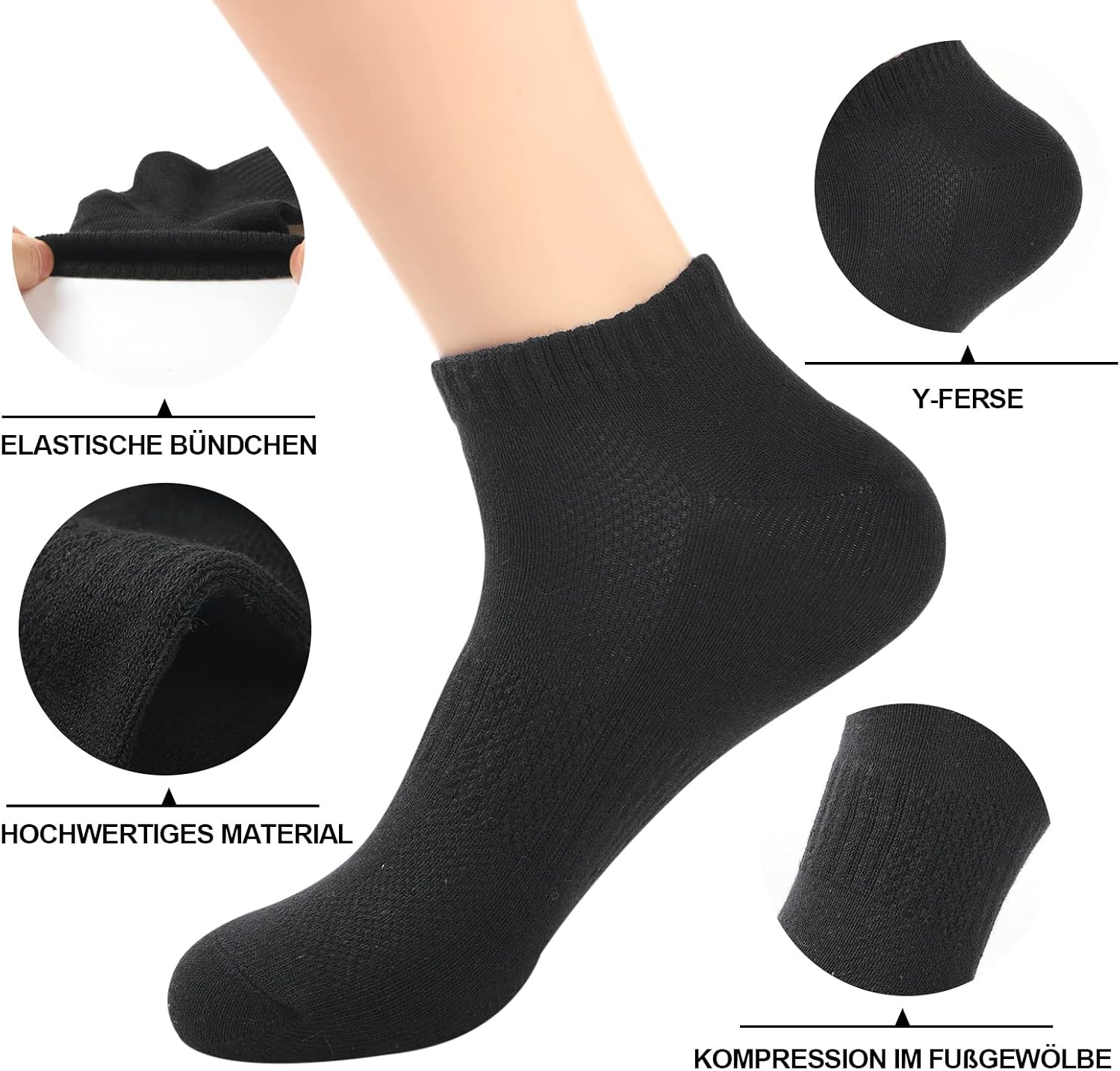 Blu Ninfee Sneaker Socken Herren Damen, 10 Paar Atmungsaktive Sportsocken Sneakersocken Damen Herrensocken Kurze Socken Für Männer, Baumwollsocken Laufsocken Unisex